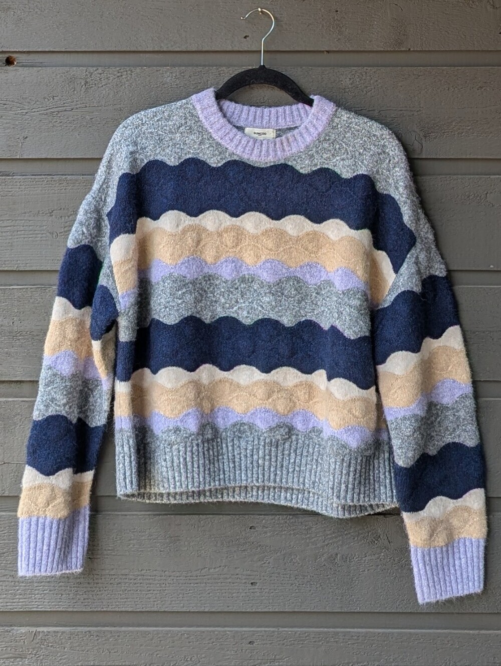 Suncoo Panayo Knit Pullover Gris Chine Navy Blue Lavender Cream Gray T2 Medium
